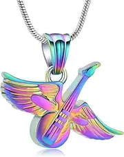 DOTUIARG Cremation Jewelry for Ashes Pendant - Winged Guitar Urn Necklace for Human/Pet Memorial Guitarist or Music Lover