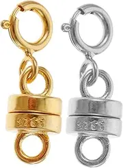 CIMAXIC Sterling Silver Magnetic Clasp Necklace Extender Chain 2 Pairs for DIY Jewelry