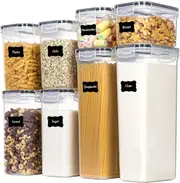 8-Piece Airtight Food Storage Containers with Lids for Pantry Organization - Clear