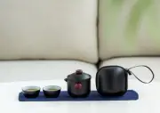 170ml Portable Black Ceramic Tea Set Travel Case Teapot Two Tea Cup Gaiwan Pot