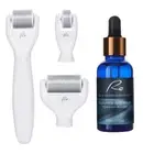 Microneedle Face & Body DERMA ROLLER 3 PIECE SET & Hyaluronic Acid Serum 30ml