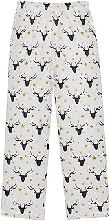 [ZZXXB] Moose Head and Star Boys Long Pants Soft Trousers Elastic Waist Kids Lounge Bottoms with Pockets S-XL