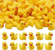 AWEELON 100 Pcs Mini Resin Ducks Tiny Ducks Miniature Duck Figures for Slime Charms DIY Craft Micro Landscape Garden Aquarium Dollhouse Decoration for Christmas Birthday Party