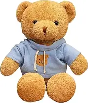 [Galatee] Cute Teddy Bear Plush Stuffed Animal, Teddy Bear with Coffee Hoodie, Gifts for Children(15.7" Blue)