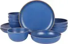 Rockabye Rockaway Dinnerware Set, Service for 4 (Melamine), Matte Blue