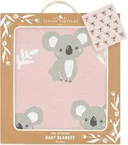Living Textiles Australiana Baby Blanket - Koala/Blush,Premium Fabric for Baby's Best Comfort, Pram Bassinet Blanket, Stroller, Cot, Travel, Lightweight, 100% Cotton Knit, Size – 75x85cm