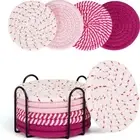Desktop Protection Coasters Drink with Holder Absorbent Cotton Woven Set