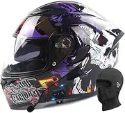 Bluetooth Motorbike Helmet Modular Motorcycle Helmet with Dual Visor Built-in Dual Speaker Microphone Headset Suitable for Street Racing Cruiser DOT/ECE Approved