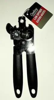 Manual Compact Cooking Kitchen Can Opener Silver Black 7.5"