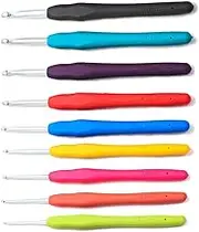 Naisfei 9 Pcs Crochet Hooks Set, Color Crochet Soft Handle Crochet Tool Crochet Set, Ergonomic Handle Crochet Hook Needles for Arthritic Hands, Knitting & Crochet Supplies for Beginners