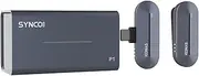 P1T 2.4G Wirel Microphone System with Clip-on Transmitter + Type-C Receiver + Wirel Charging Case 50M Transmission Built-in Battery Compat with Type-C face Phone Stone Blue Type-C