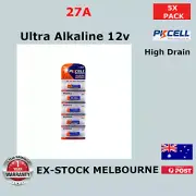 5x 27A 12V MN27 LR27A A27 L828 V27GA Alkaline Battery Garage Car Remote Alarm