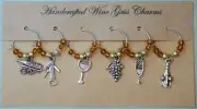 Wine Glass Charms Wine Themed Set #5 Handcrafted Set of 6