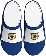 [EdWal] West Virginia state flag print Winter Warm Slippers Indoor Anti-skid Plush Slippers Relaxing at Home for Women Men