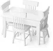 Odoria 1/12 Scale Dolls House Miniature Kitchen Dining Table 4 Chairs Dollhouse Furniture Accessories, White
