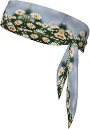Daisy Flowers Sports Strap Double-Sided Headscarf Men's Bow Tie Sports Headscarf Running Yoga Exercise Headband