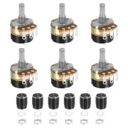 6 Pack WH138 Potentiometer 250K Ohm Single-Joint Resistors 3 Terminals with Knob