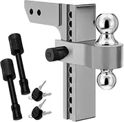 Adjustable Trailer Hitch (Fits 2.5-Inch Receiver)-Heavy Duty Aluminum Tow Hitches With 6-Inch Drop/Rise For Truck (12,(GRAY)