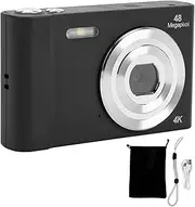 Photography for Beginners Digital Camera, 4K 48MP 1080P HD 2.4 Inch IPS Screen 16X Digital Zoom Travel Vlogging Compact Camera for Teens Kids (Black)
