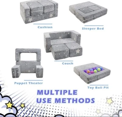 Kids Couch Toddler Couch GLOW IN THE DaRk StAr Fold Out Baby Sofa FOAM Furniture