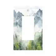 Rustic Green Misty Forest Tree 1 Gang Single Rocker Light Switch Cover Mounta...