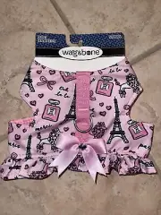 Simply Wag Pink Paris Eiffel Tower French BOW HARNESS Cat Dog -small