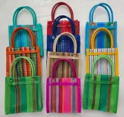 10-Bags Mini Mexican Tote Mercado Thread Mesh Small Bag 5.75"x5.75"x4"Multicolor