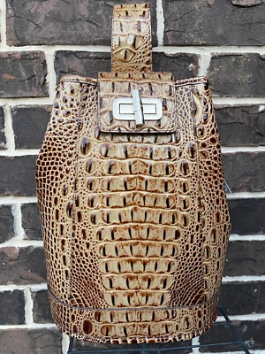 NWT $315 Brahmin Allie Sling Backpack Toasted Almond Melbourne Leather brown