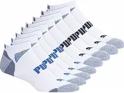 [PUMA] Men's No Show Sock, 8-pair White Shoe Size 6-12