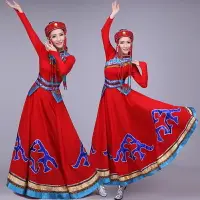在飛比找樂天市場購物網優惠-天邊蒙古族演出服少數民族表演服女裝鴻雁舞蹈服裝蒙古袍成人
