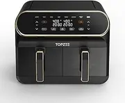 [topzee] 8L Large Air Fryer - Dual Basket Airfryer with View Windows,2 Independent 4 L Nonstick Dishwasher Safe Baskets, w/Glod Border