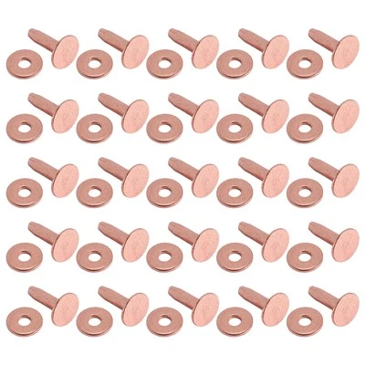 25 Sets Copper Rivet Burrs Washer,15/32 Inch Long Leather Copper Rivet4330