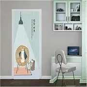 Door Stickers Unicorn Door Stickers Lovely Cartoon Animal Wallpaper Self-Adhesive 3D Wall Poster Home Children's Bedroom Decor(Q,95x215cm)