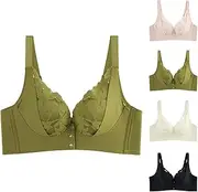 [Generic] Maternity Bra Padded Patchwork No Ring Adjustable Shoulder Straps Front Buckle Plus Size Bra Sports Bras for Large Busted Women