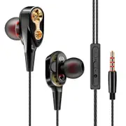 CK8 Wired Dual Moving Coil Heavy Bass Stereo In-ear Earphone with Microphone Line Control BLACK BLACK