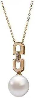 [MAYJAI] Double U with diamond paper clip pendant plated with 18K gold pearl necklace