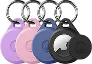 LOVYONES Air tag Keychain Holder Case for Apple Air tag, 4 Pack of IPX8 Waterproof, Fully Shockproof, Anti Scratch Air tag Holder Case for Key, Kid, Bag, Luggage, Pets Collar