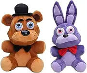 Zhongkaihua Bear Fazbear + Nightmare Bonnie Set Five Nights Game Plush Set FNAF Plushies FNAF Toys Sister Location for Kids Christmas New Year Birthday Gift