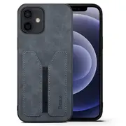 Denior For Apple iPhone 12 Leather Case with Elastic Wallet Card Holder Slot Pocket Cover – Grey