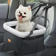 Fostanfly Dog Car Seat for Small Dogs, Upgraded Pet Booster Seat with Metal Frame, Doggy Pet Carseat with Washable Thick Cushion Safety Leash and Storage Pockets