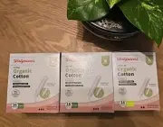 3 BOXES WALGREENS 100% ORGANIC COTTON TAMPONS, UNSENTED SUPER & REGULAR