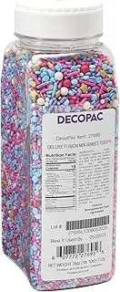 DECOPAC Sweet Tooth Deluxe Fusion Mix, 26oz, Fancy Candy Sprinkles in Handheld Container, Edible Sprinkles For Celebration Cakes, Cupcakes, Cookies and Donuts, Multicolored - Pink, Purple, Blue