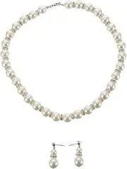 [CATIEBYE] 1 Set Imitation Pearl Necklace and Earrings for Brides Elegant Wedding Jewelry Accessories for Women for Prom and Special Occasions Delicate Workmanship Comfortable to Wear
