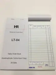 100X Large Size Quadruplicate Carbonless Restaurant Docket Book LT04 99X210