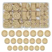 150PCs Craft Sewing Button 2 Holes Handmade with Love Round Wooden Buttons fo...