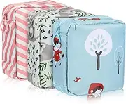 Healvian 3pcs Sanitary Napkin Storage Bag Cotton Reusable Period Bags Women Travel Sanitary Pads Menstrual Cup Pouch Holder for Purse First Period Kit