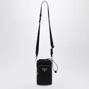 [Prada] Black Re-Nylon phone case with shoulder strap One size Black