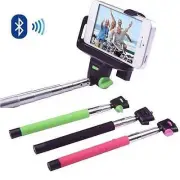 Blue: Lime Green - Selfie Bluetooth Monopod Stick for your smartphone or camera