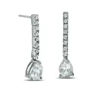 Pear-Shaped Lab-Created White Sapphire Dangle Drop Earrings in 10K White Gold