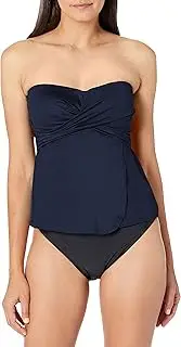 [T Tahari] Womens Flyaway Bandeau Tankini Top Swimsuit Tankini Top